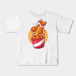 Flying Fried Chicken With Bucket Kids T-Shirt